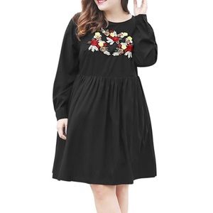 Plus Size Floral Embroidered Long Sleeve Skater Dress NWT